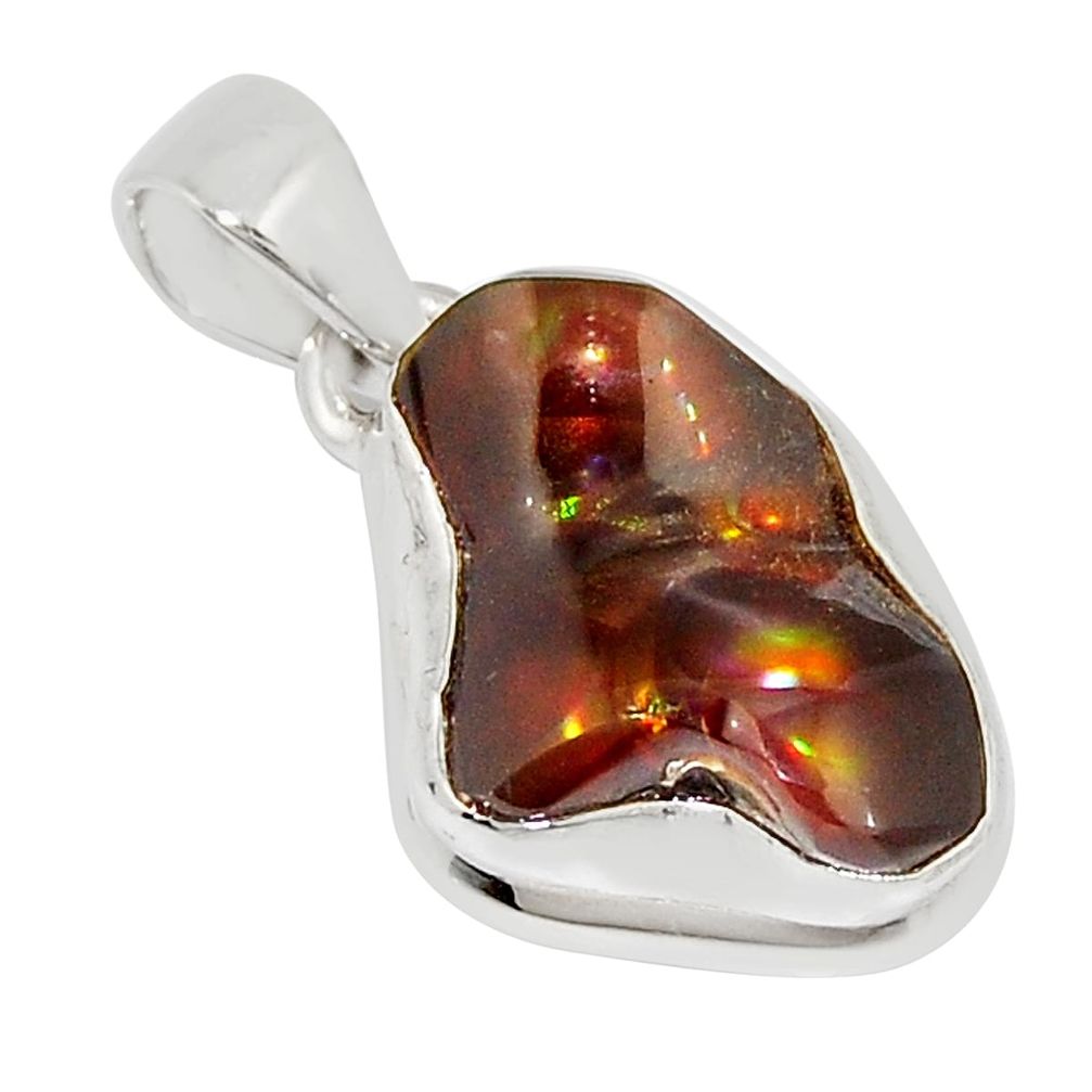 925 silver 6.95cts natural multi color mexican fire agate fancy pendant y26366