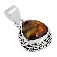 925 silver 5.09cts natural multi color mexican fire agate fancy pendant y74793