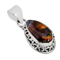 925 silver 4.87cts natural multi color mexican fire agate fancy pendant y74800