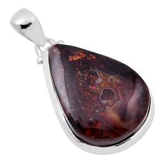925 silver 12.55cts natural multi color mexican fire agate pear pendant n30850
