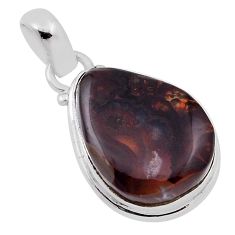 925 silver 12.83cts natural multi color mexican fire agate pear pendant n30859