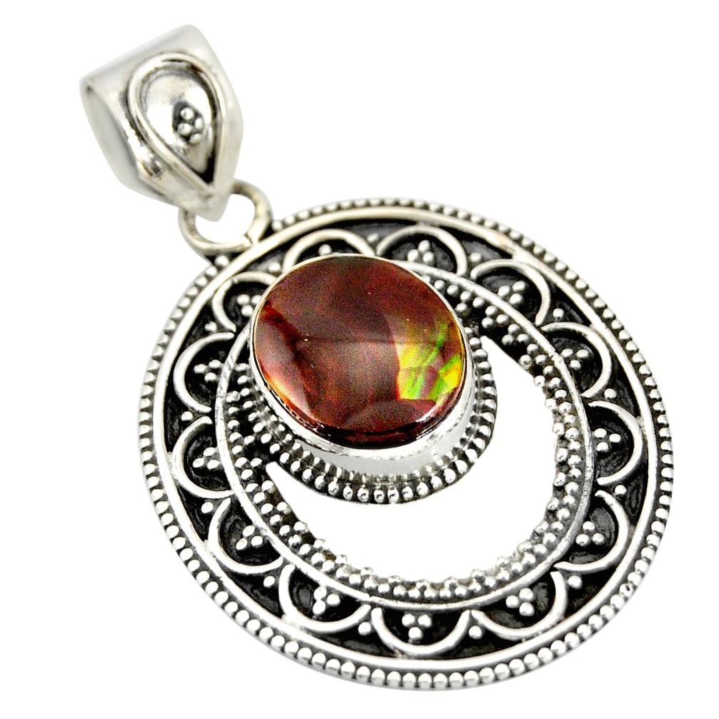 925 silver 5.09cts natural multi color mexican fire agate pendant jewelry r20451