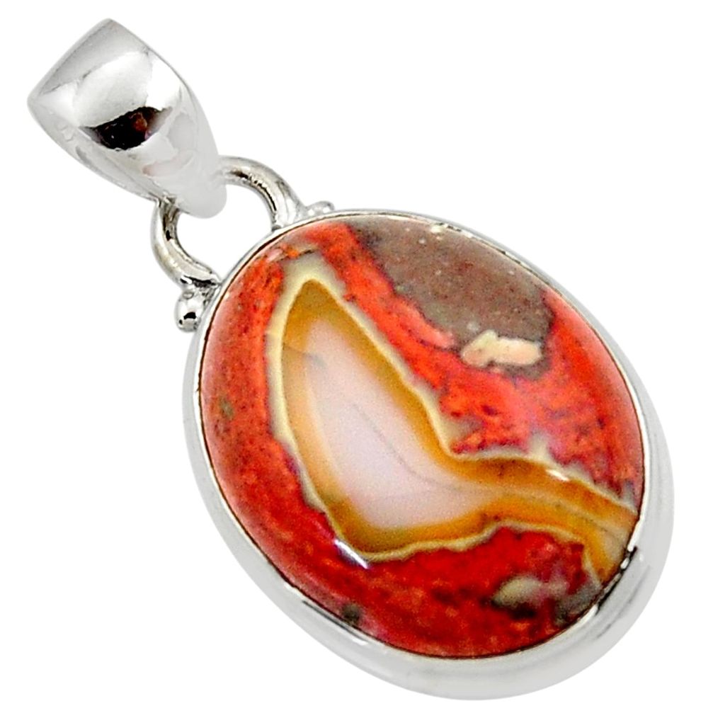 925 silver 14.23cts natural multi color mexican fire opal oval pendant r50750