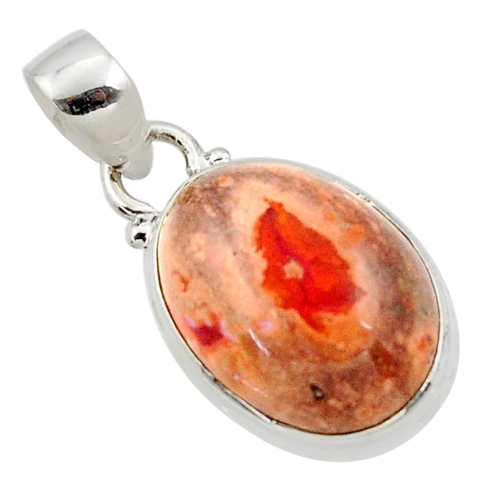 925 silver 14.23cts natural multi color mexican fire opal oval pendant r50778