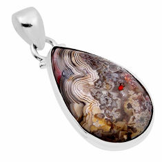 925 silver 13.15cts natural multi color mexican laguna lace agate pendant n29149