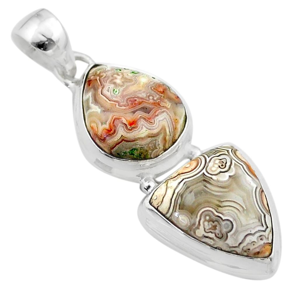 925 silver 15.96cts natural multi color mexican laguna lace agate pendant t45213