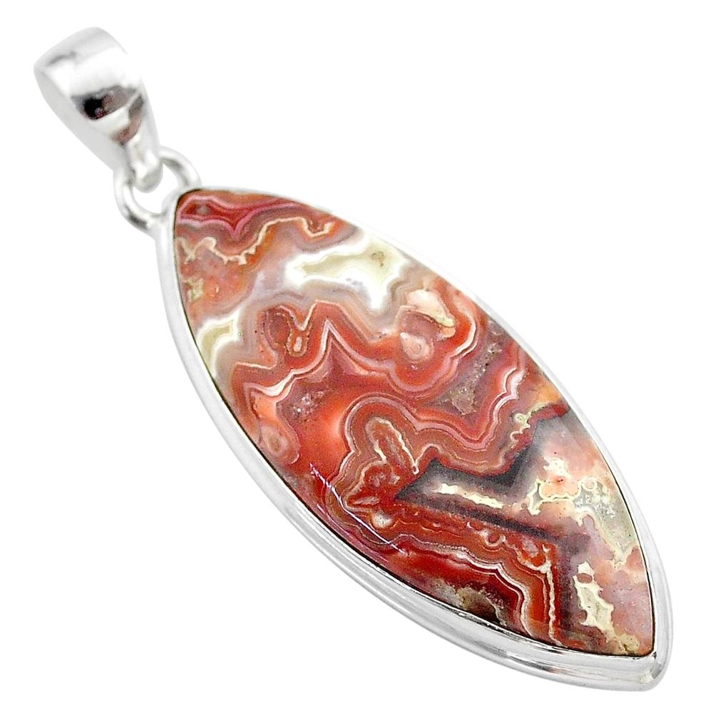 925 silver 22.54cts natural multi color mexican laguna lace agate pendant t45464