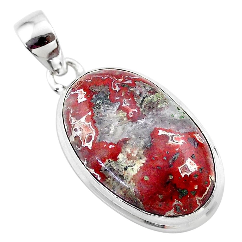 925 silver 18.68cts natural multi color mexican laguna lace agate pendant t45472