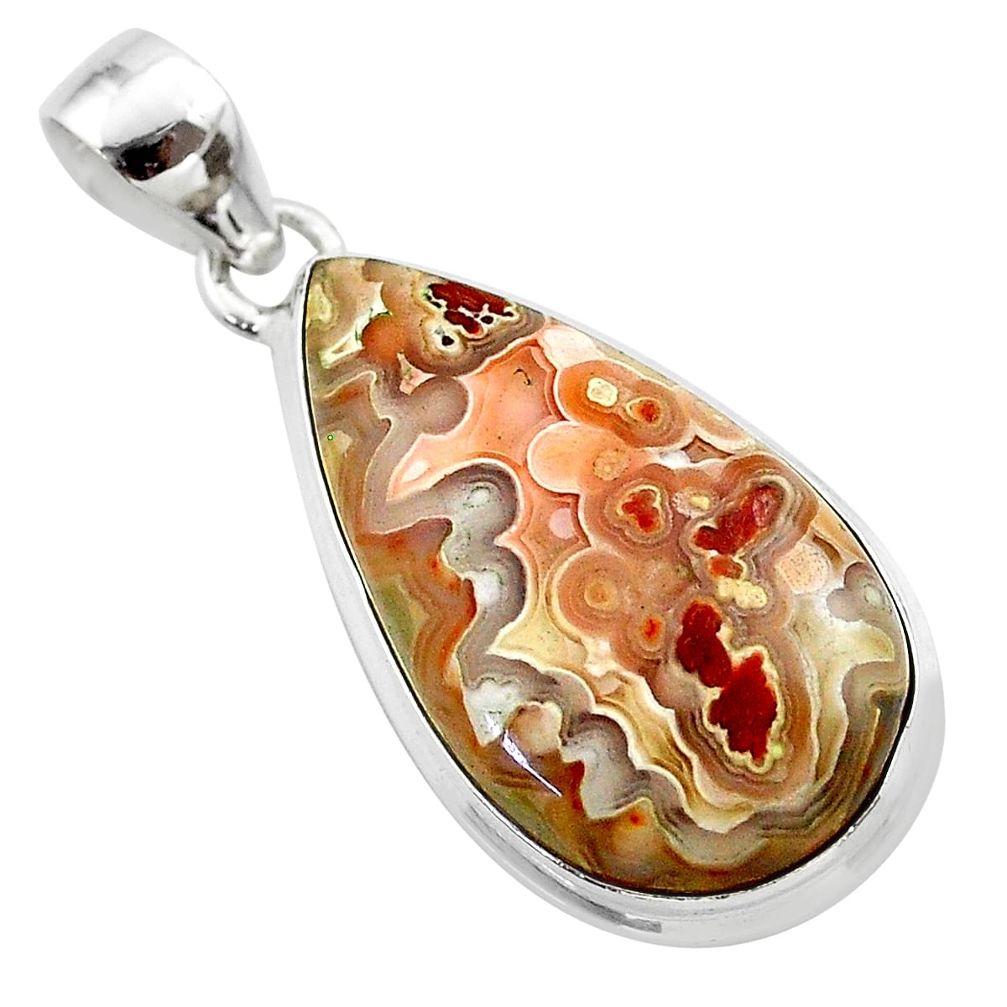 925 silver 17.07cts natural multi color mexican laguna lace agate pendant t45476