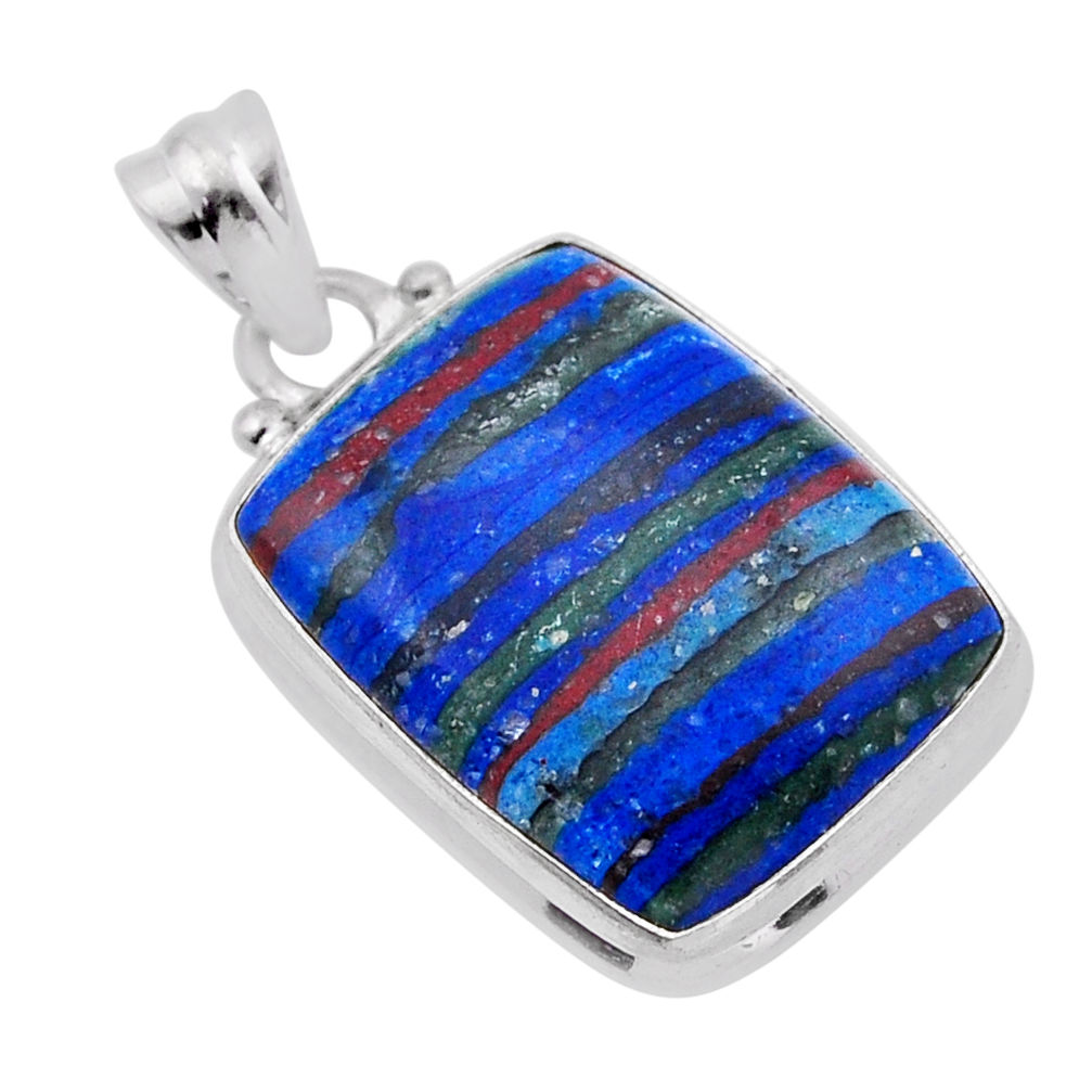 925 silver 15.70cts natural multi color rainbow calsilica octagan pendant n51377