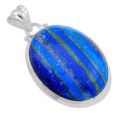 925 silver 18.07cts natural multi color rainbow calsilica oval pendant n51375