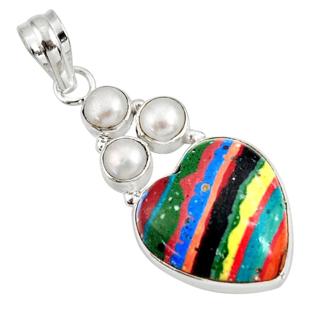 cts natural multi color rainbow calsilica pearl pendant d39484