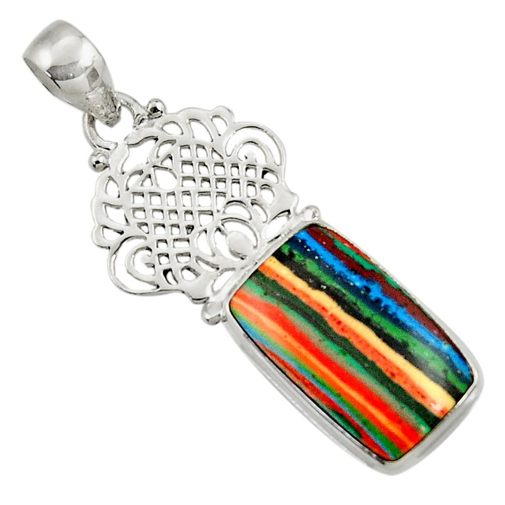 cts natural multi color rainbow calsilica pendant d44753