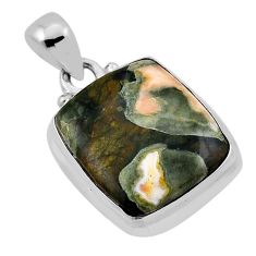 925 silver 9.92cts natural multi color rainforest rhyolite jasper pendant n37056