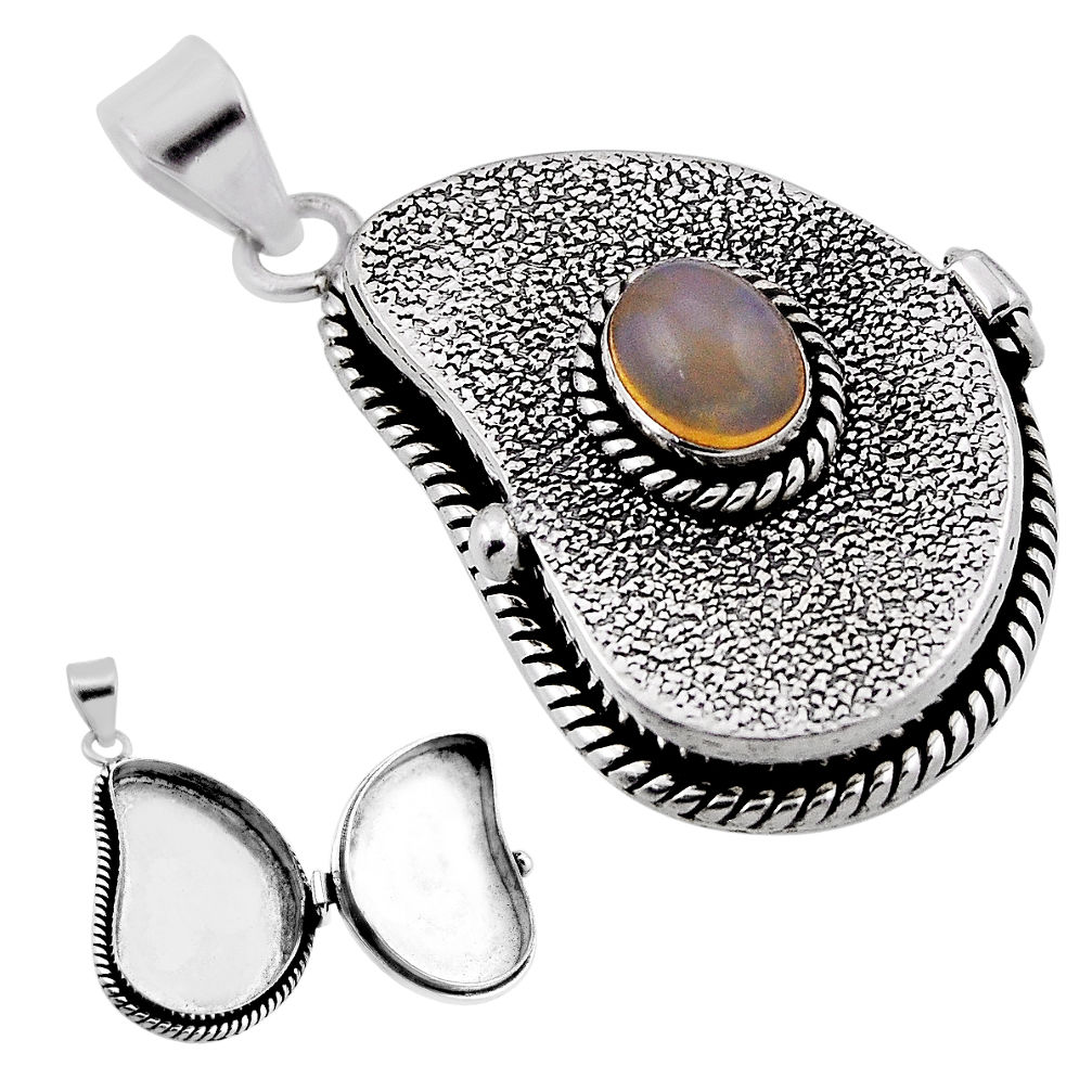 925 silver 1.80cts natural multicolor ethiopian opal poison box pendant n34385