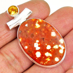 925 silver 23.81cts natural ocean sea jasper (madagascar) citrine pendant y5834