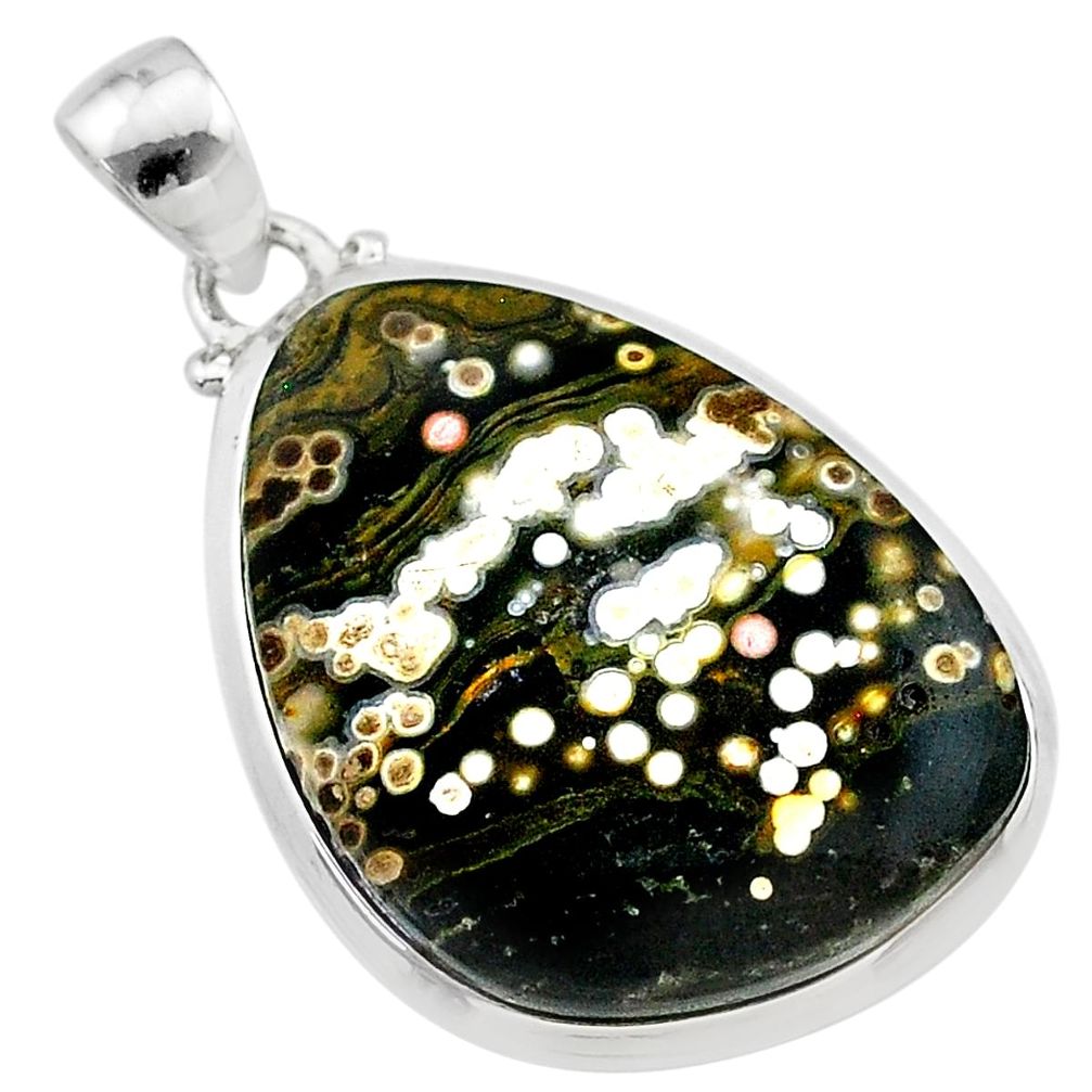 925 silver 18.28cts natural ocean sea jasper (madagascar) fancy pendant t22451