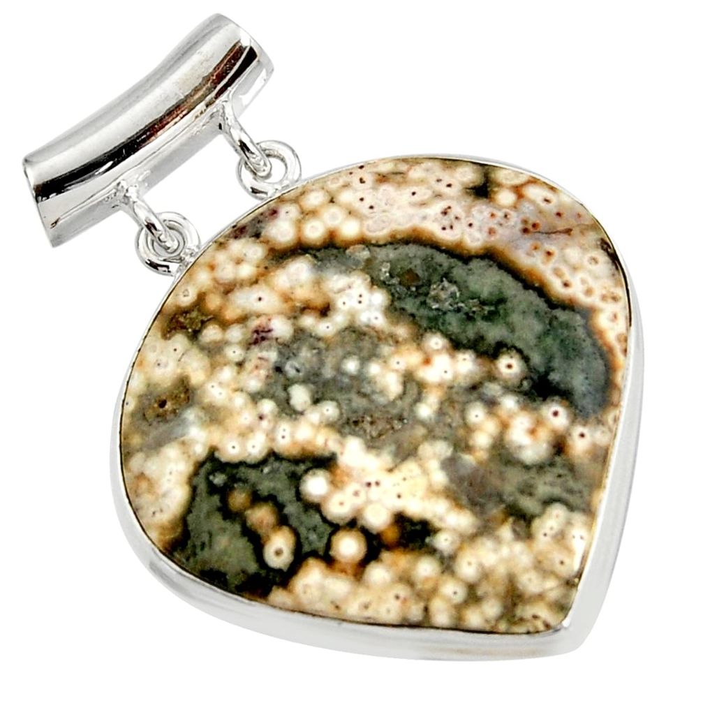 925 silver 24.38cts natural ocean sea jasper (madagascar) heart pendant d41324