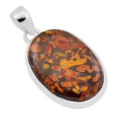 925 silver 22.59cts natural ocean sea jasper (madagascar) oval pendant n35055