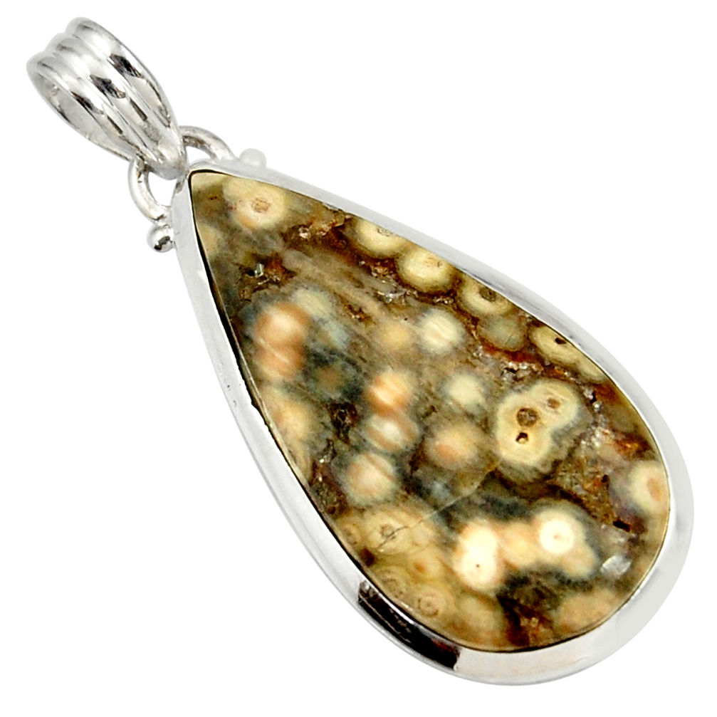 925 silver 16.20cts natural ocean sea jasper (madagascar) pear pendant d41358