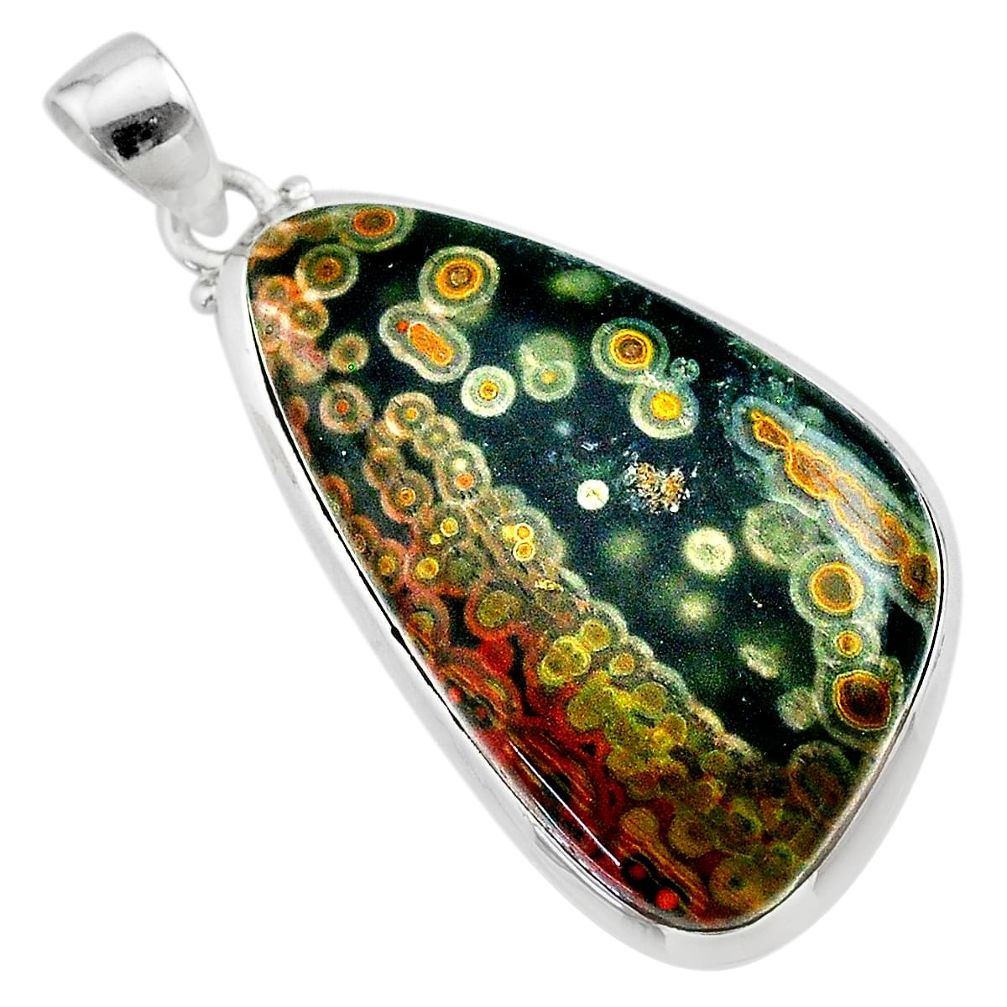 925 silver 25.00cts natural ocean sea jasper (madagascar) pear pendant t22449