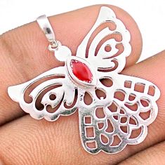 925 silver 0.39cts natural orange cornelian (carnelian) dragonfly pendant u17557