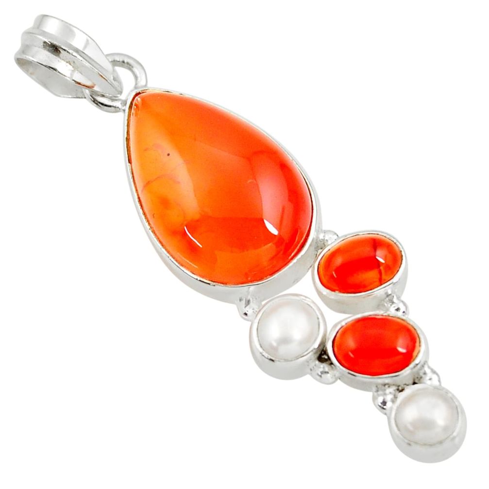 cts natural orange cornelian (carnelian) pearl pendant d39465