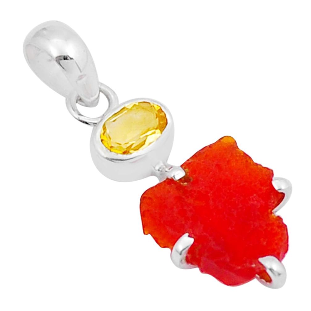 925 silver 5.02cts natural orange mexican fire opal fancy citrine pendant y6044