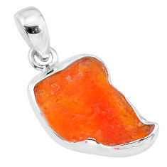 925 silver 6.65cts natural orange mexican fire opal fancy pendant r91479