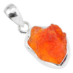 925 silver 6.07cts natural orange mexican fire opal fancy shape pendant r91455