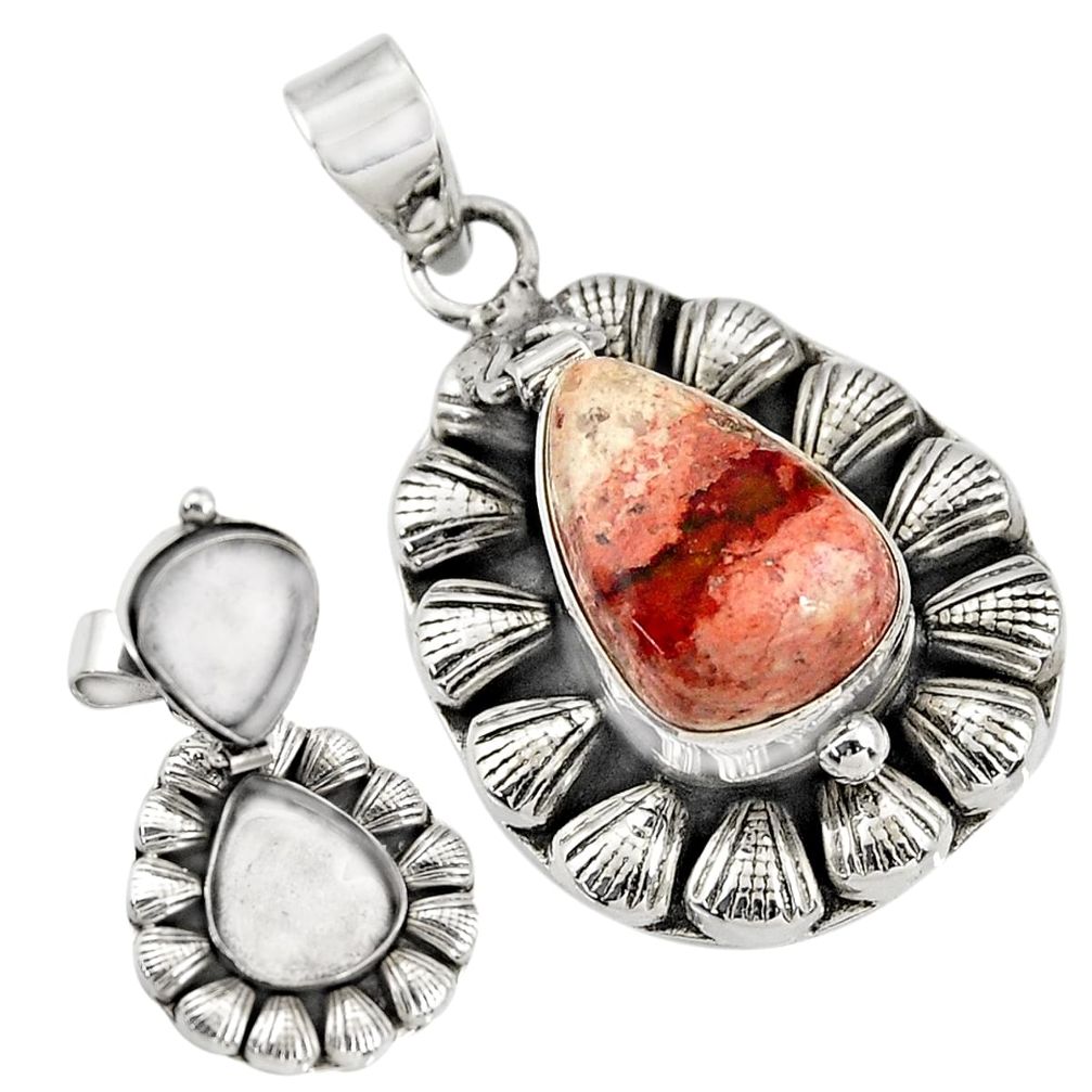 925 silver 8.98cts natural orange mexican fire opal poison box pendant r30737