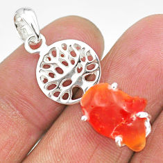 Clearance Sale- 925 silver 5.59cts natural orange mexican fire opal tree of life pendant r91499