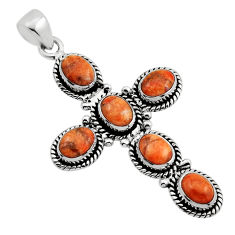 925 silver 8.92cts natural orange mojave turquoise holy cross pendant n10334