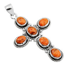 925 silver 9.20cts natural orange mojave turquoise holy cross pendant n10630