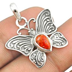 Clearance Sale- 925 silver 2.12cts natural orange mojave turquoise pear butterfly pendant u23999