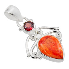 925 silver 5.10cts natural orange mojave turquoise red garnet pendant y91544