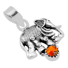 925 silver 0.85cts natural orange mojave turquoise round elephant pendant n40367