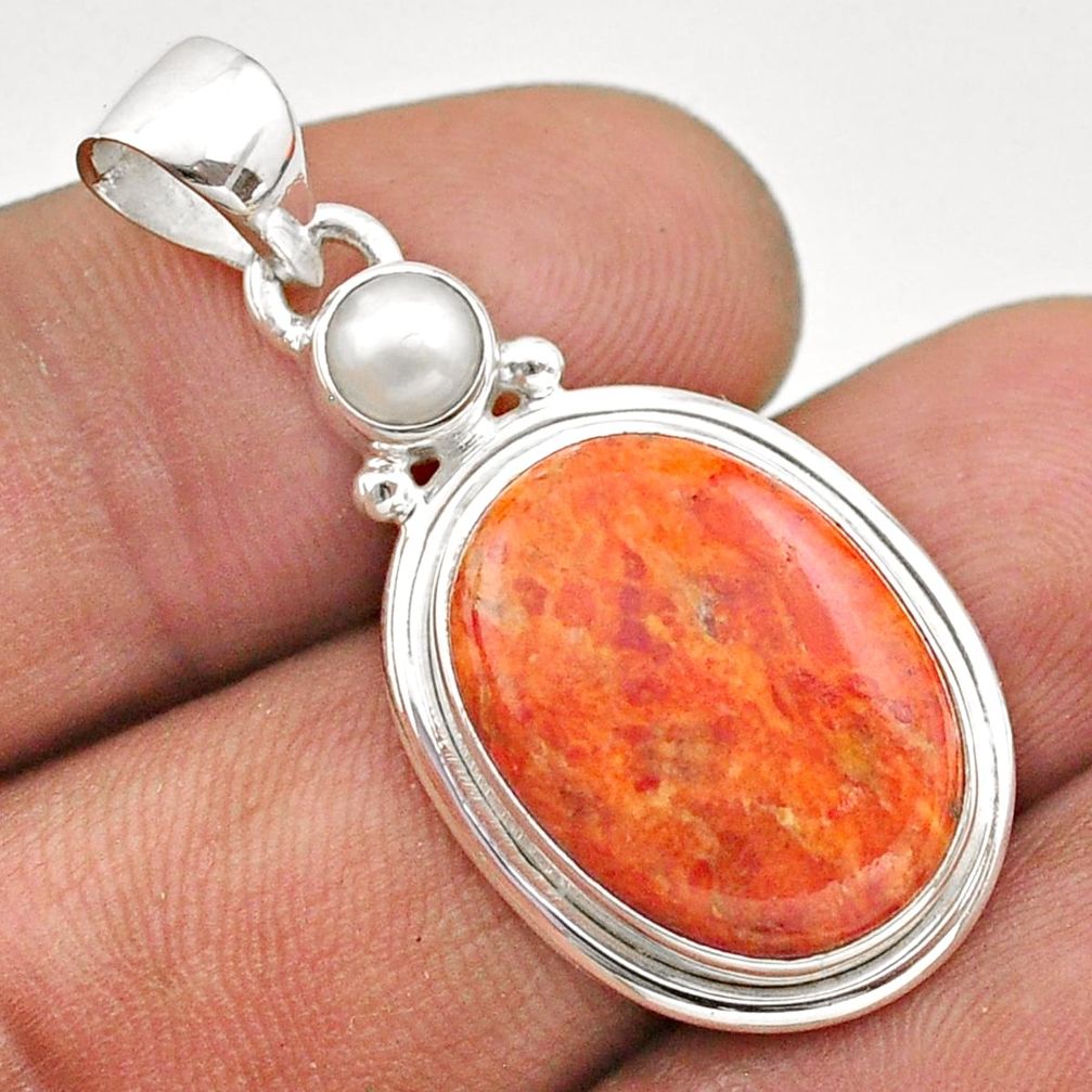 cts natural orange mojave turquoise white pearl pendant t70869