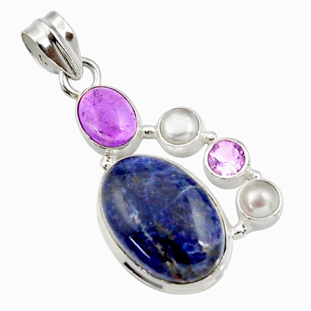 ge sodalite amethyst pearl pendant d44689