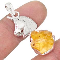 925 silver 7.67cts natural orange tourmaline rough fancy horse pendant u49045