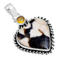 925 silver 16.54cts natural peanut petrified wood fossil citrine pendant y5614