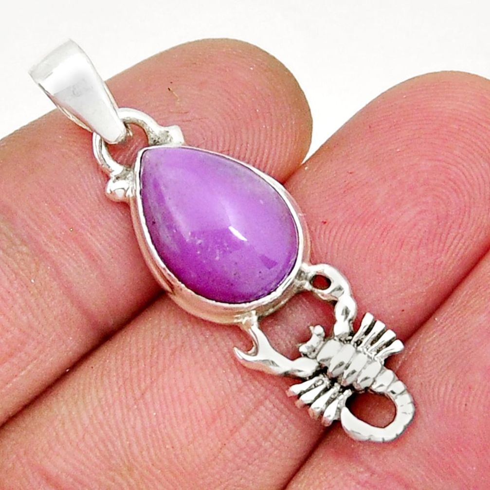 925 silver 5.98cts natural phosphosiderite (hope stone) scorpion pendant y7873