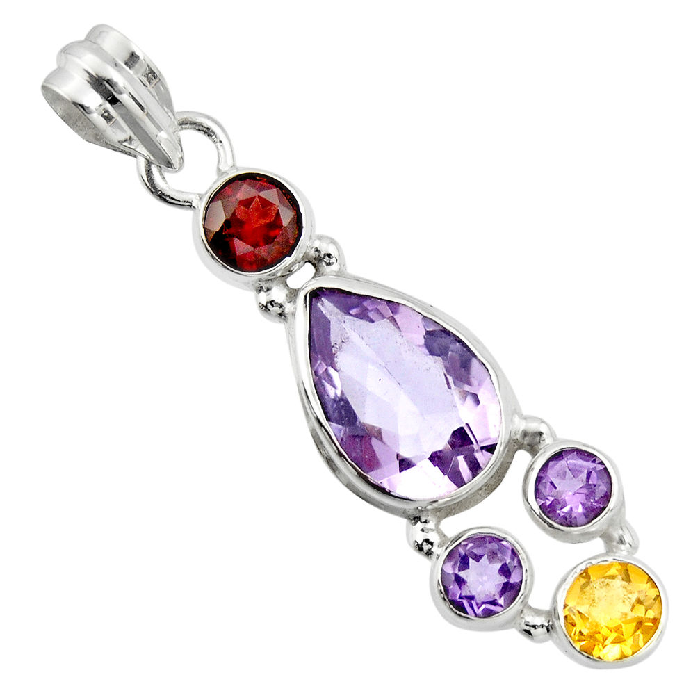 925 silver 10.64cts natural pink amethyst garnet citrine pendant jewelry r20396