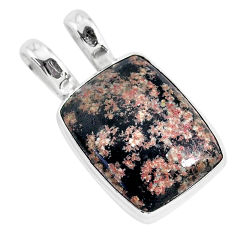 Clearance Sale- 925 silver 12.58cts natural pink firework obsidian octagan shape pendant r94240