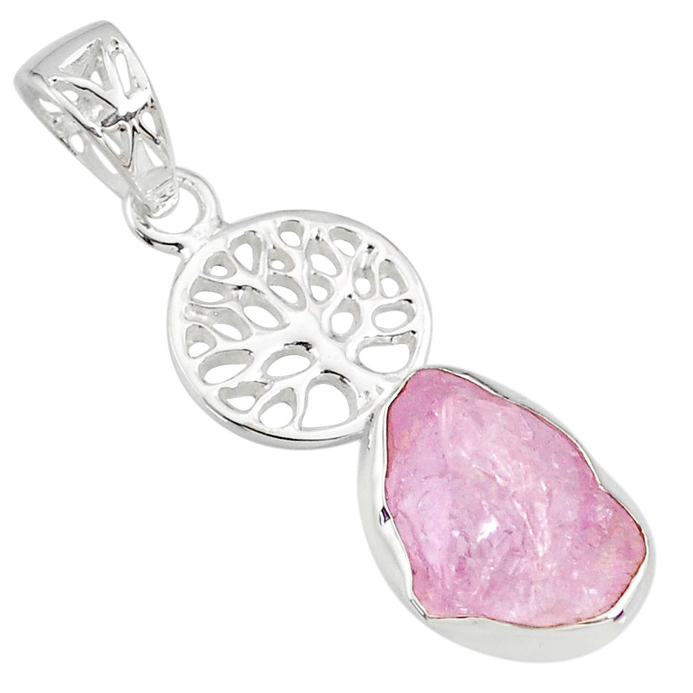 925 silver 7.04cts natural pink kunzite raw fancy tree of life pendant r80988