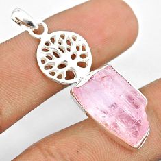 925 silver 13.87cts natural pink kunzite rough fancy tree of life pendant u27008