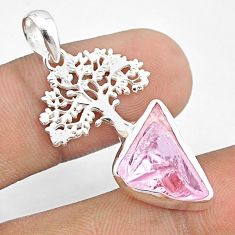 925 silver 8.23cts natural pink kunzite rough fancy tree of life pendant u27019