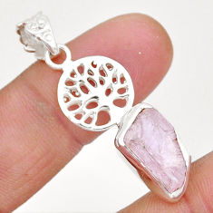 925 silver 5.29cts natural pink kunzite rough fancy tree of life pendant y7803