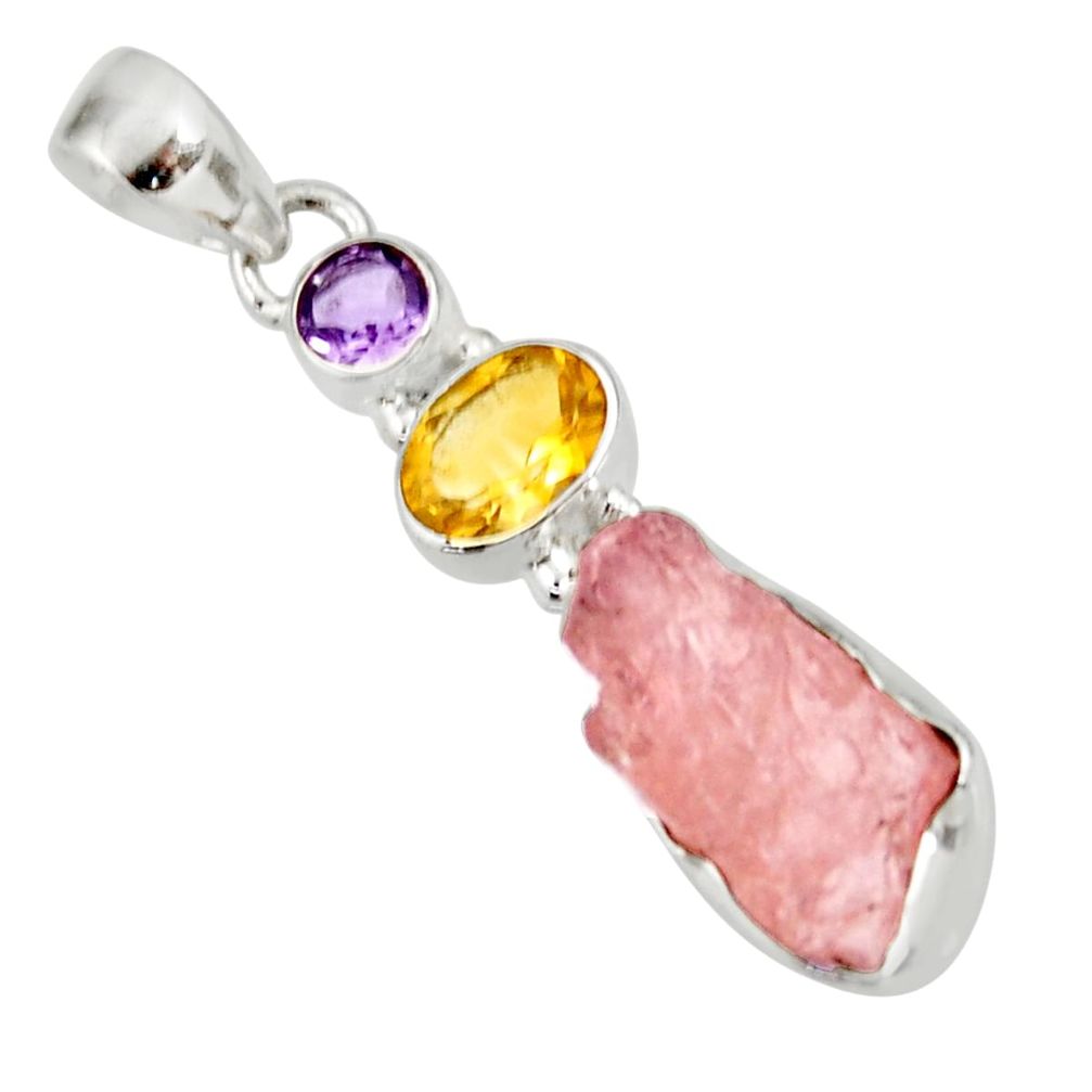 cts natural pink morganite rough purple amethyst pendant d39187