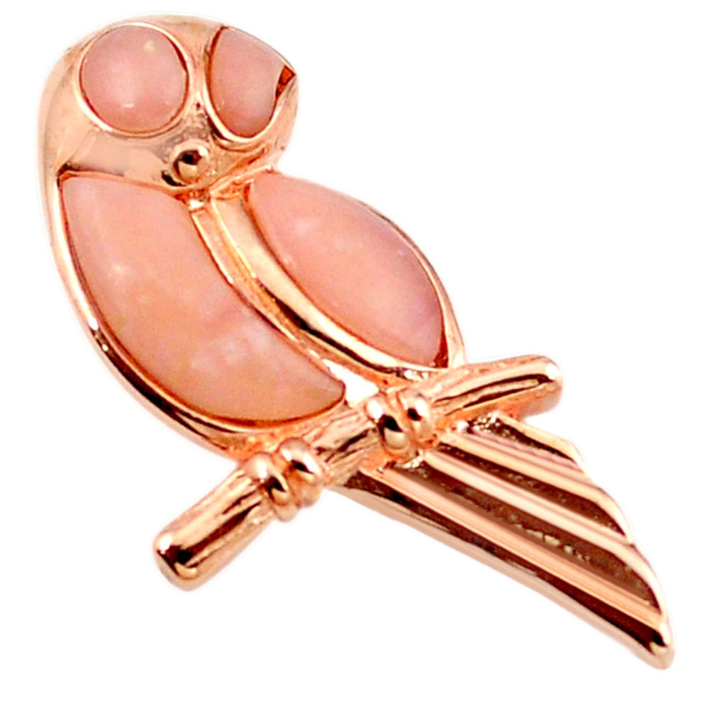 925 silver natural pink opal 14k rose gold parrot charm pendant a68546 c14090